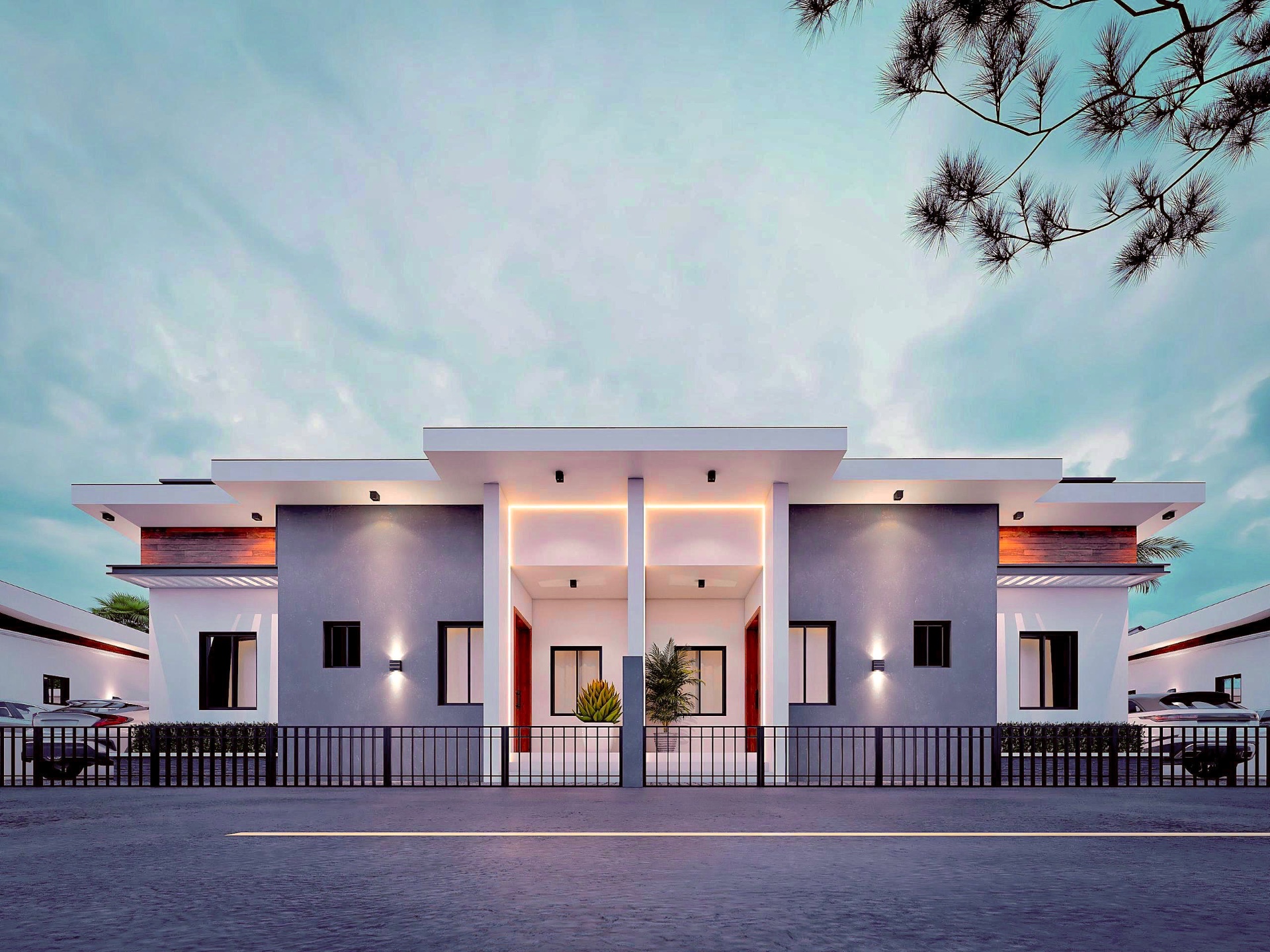 Front elevation of a semi-detached bungalow at Golden Palace Residences Poka, Epe
