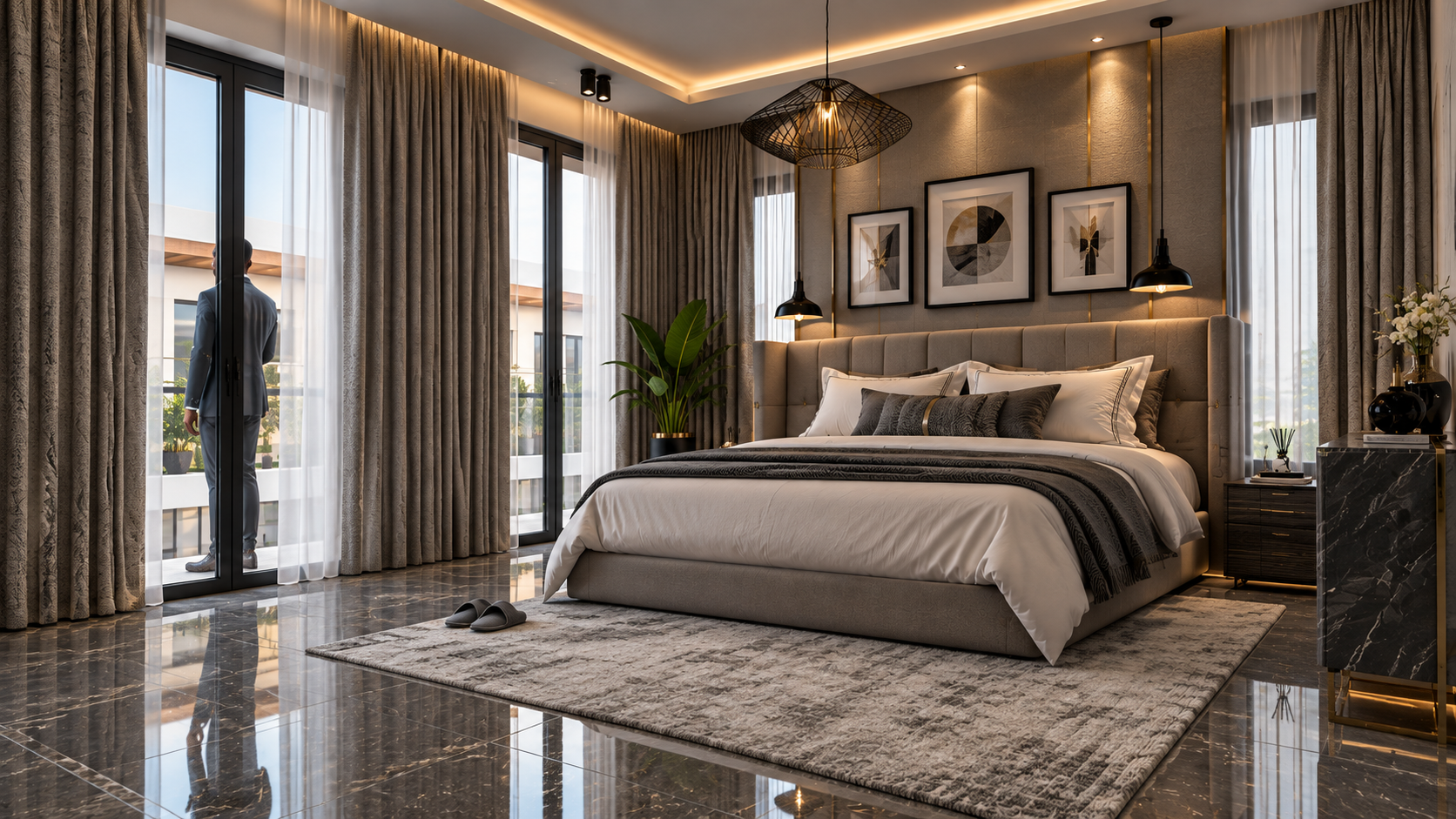 Finished bedroom at The Grove